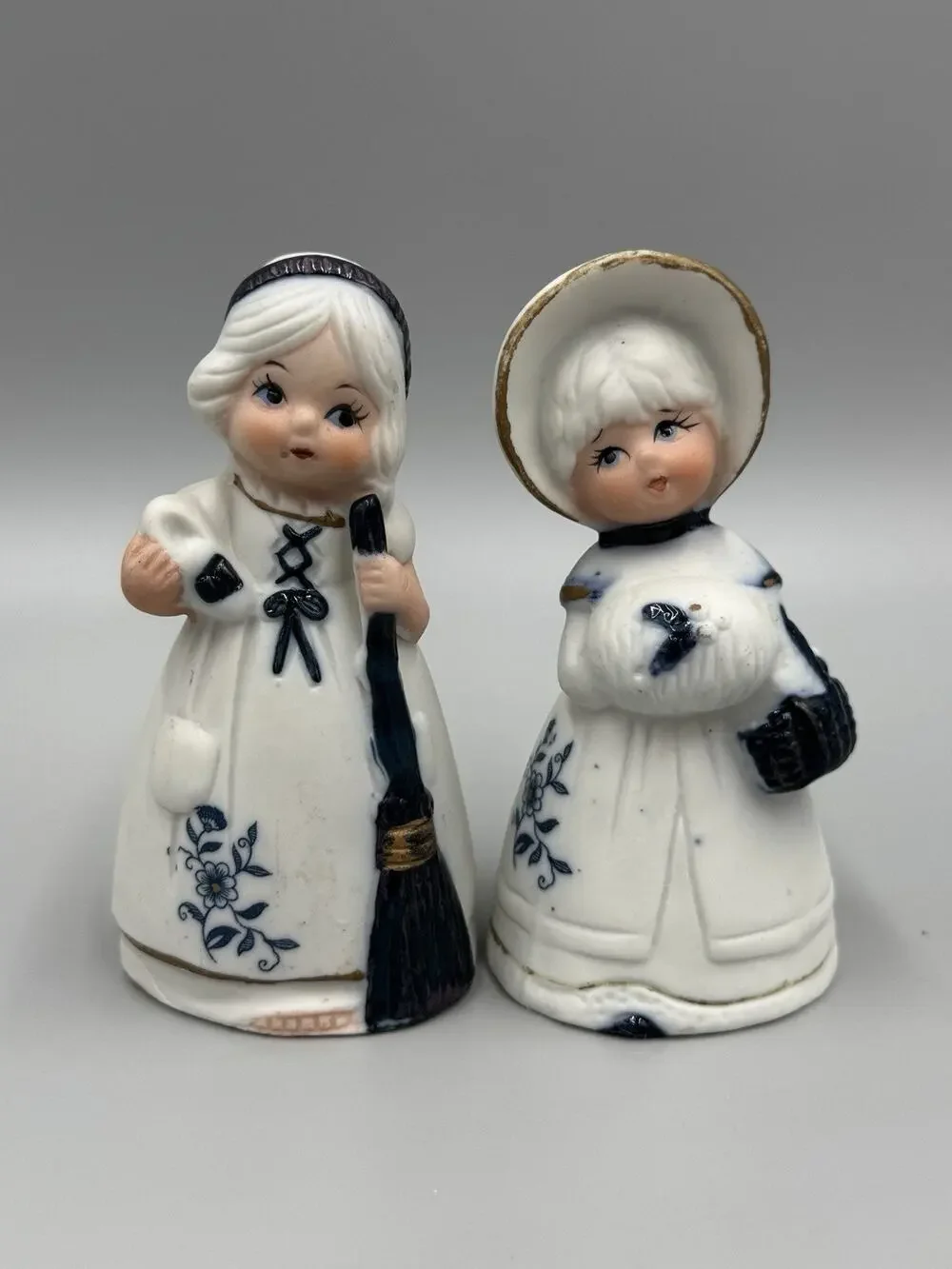 Vintage Jasco Royal Majestic Bells Girls Women Set of 2 White Blue